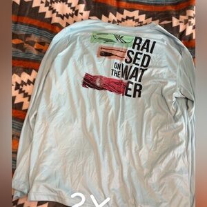 Light Blue Graphic Fishing Long Sleeve Shirt